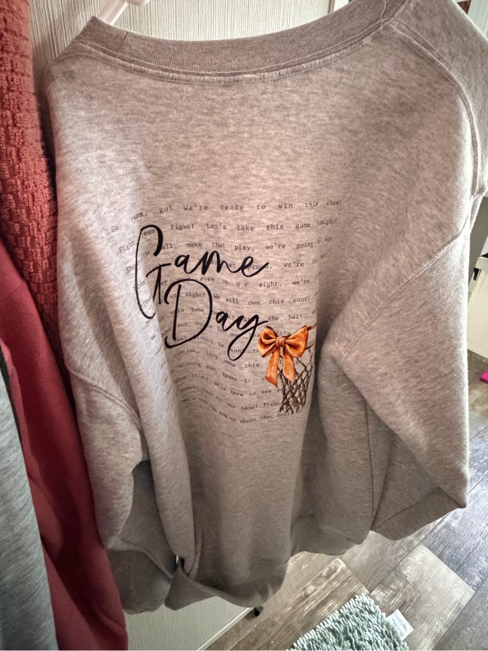 Game Day Graphic Grey Sweatshirt with Orange Bow